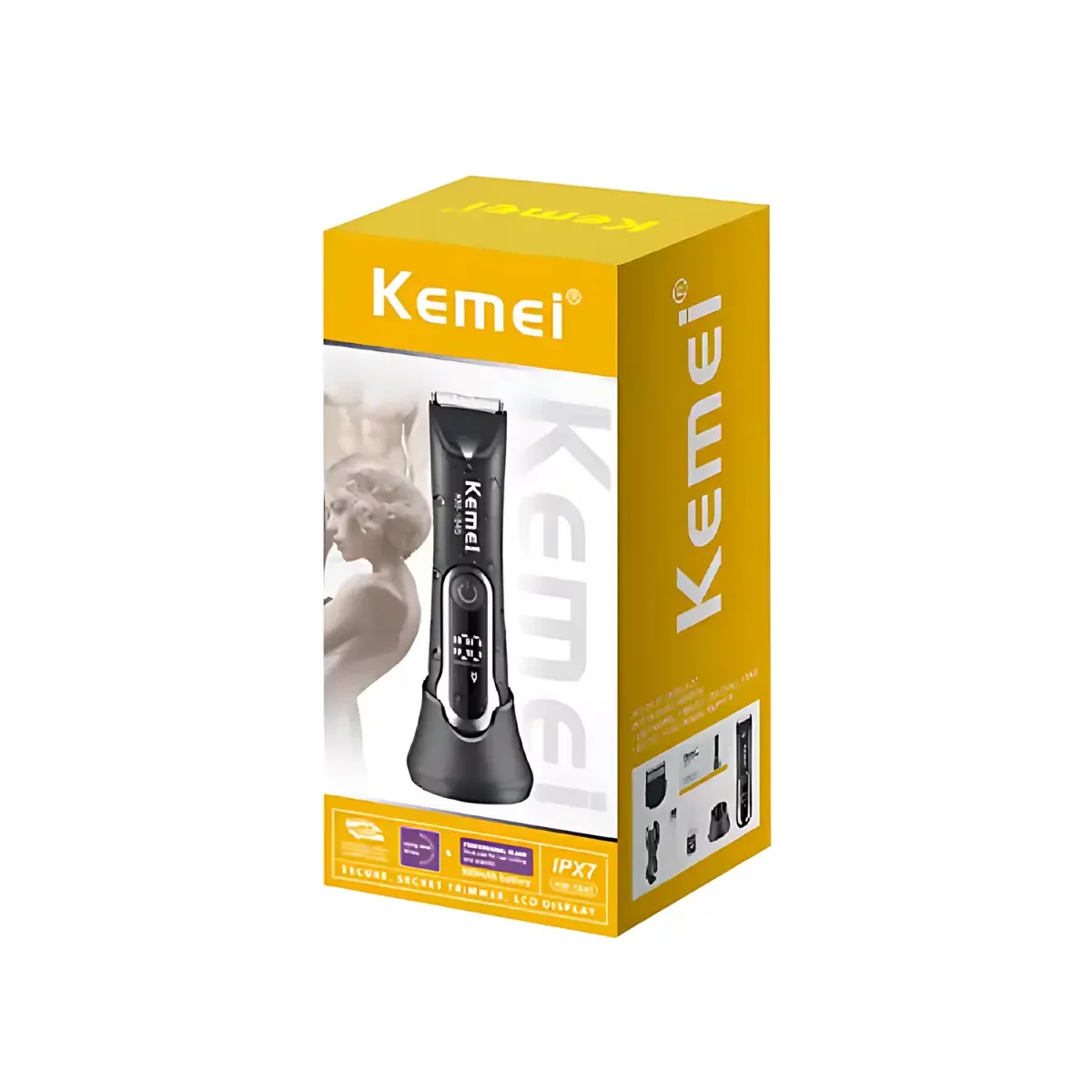 KEMEI KM-1845 Kit Tondeuse Zone Sensible et intime Corps -Afficheur LCD - Lavable et douce - Noir - Image 3