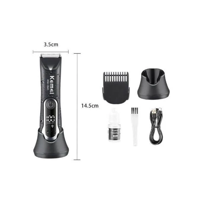 KEMEI KM-1845 Kit Tondeuse Zone Sensible et intime Corps -Afficheur LCD - Lavable et douce - Noir - Image 4