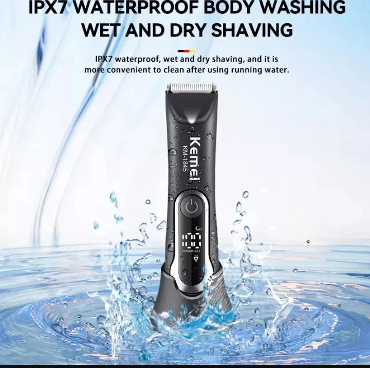 KEMEI KM-1845 Kit Tondeuse Zone Sensible et intime Corps -Afficheur LCD - Lavable et douce - Noir - Image 6